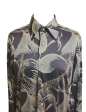 Camicia disco funky vintage anni 70 uomo 'San's'  S/XS  nera floreale