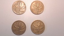 Lotto 4 monete da lire 20