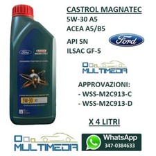4 LITRI OLIO MOTORE CASTROL MAGNATEC 5W30 ACEA A5 B5 API SN WSS-M2C913-C ILSAC