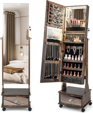 Specchio Portagioie Da Terra Con Luci a Led Regolabile, Specchiera Portagioie Co