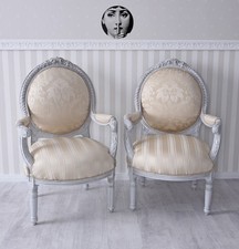 Set 2 poltrone panna barocco shabby chic poltrona coppia trono rococò luigi