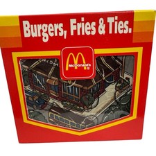 Cravatta vintage McDonald's hamburger patatine fritte e cravatte nuova con scatola ristorante trolly auto mai aperta