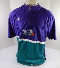 Late 1990s Charlotte Hornets #25 Gioco Usato Viola Tiro Camicia 2XL DP46684
