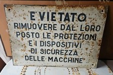 Vietato Rimuovere Le Protezioni Dalle Macchine Cartello Ferro D'epoca 33x47cm