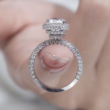 3.25 CTW Radiant Moissanite Halo Engagement Proposal Ring 14k White Gold Plated