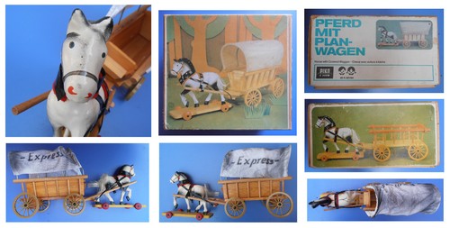 Cavallo legno con carro - cavallo,