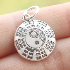 Ciondolo Ciondolo Argento Sterling 925 Gli Otto Trigrammi Yin E Yang Tai Chi Taoismo
