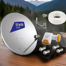 KIT SATELLITARE  PARABOLA 80CM LNB 4K  4USCITE  STAFFA   30 METRI DI CAVO 