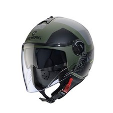 CASCO DEMI - JET CABERG RIVIERA V4X ALPHA VERDE MILITARE OPACO DOPPIA VISIERA