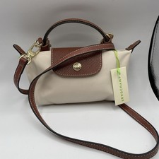 Borsa a tracolla Longchamp Le Pliage marrone/avorio Xs Mini nuova con etichetta