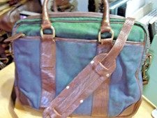 vintage POLO Ralph Lauren Commuter Gentleman’s Briefcase Bag Canvas Leather  #24