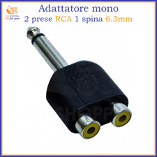Adattatore sdoppiatore jack rca 6.3 mono splitter 2 femmina a maschio per audio