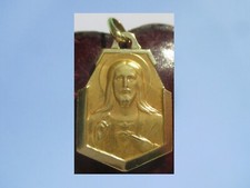 Rare French Art Deco 18K Gold Christ Ark Mother Mary Madonna Baby Jesus Charm !