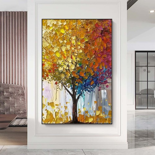Pittura mano olio albero - a,