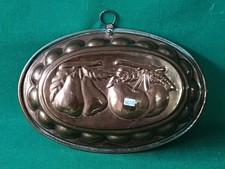 VECCHIA GRANDE FORMA RAME BUDINO BUDINIERA FORMELLA FRUTTA DOLCI STAMPO. DB55