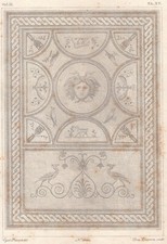 ANTICA STAMPA DEL 1800 (1825). PAVIMENTO DI MOSAICO TROVATO IN UNA CASA DI POMPE