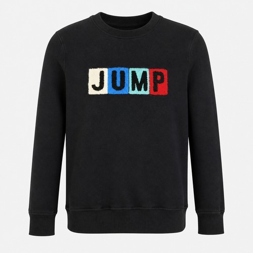 Felpa girocollo jump nera con - girocollo,