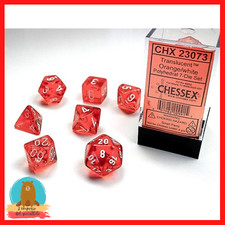 SET 7 DADI POLIEDRICI ORANGE/WHITE rpg gdr per dungeons & dragons