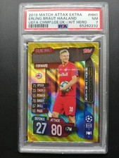 Card 2019 Topps Match Attax Extra #HH1 ERLING BRAUT HAALAND Cappello Trick Hero PSA 7