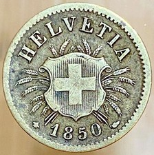 5 RAPPEN 1850 BB MONETA HELVETIA SVIZZERA 5 CENTESIMI