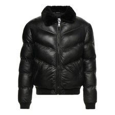 Piumino uomo puffer pelle nero