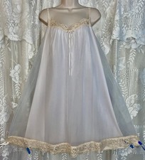 Camicia da notte vintage LXL VANITY FAIR blu pallido trasparente chiffon ov nylon babydoll camicia da notte