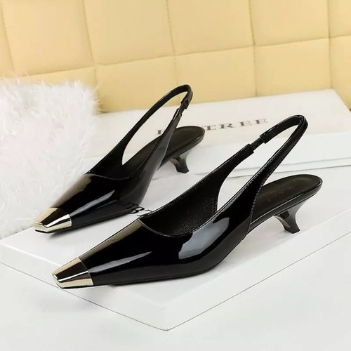 Decolte nero lucido con punta - nero,