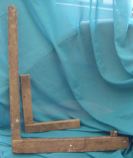 Coppia antiche SQUADRE A 90 GRADI da falegname in legno falegnameria per angolo