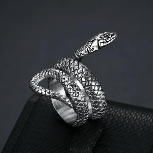 Anello serpente uomo acciaio - anello,