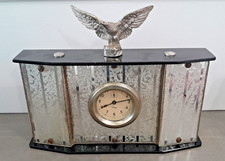 Orologio da Tavolo Camino Vintage a Corda D'Epoca Con Aquila Antico