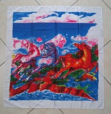Vintage Aligi Sassu foulard stampa su stoffa Cavalli bello da incorniciare