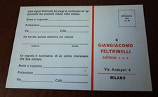 Cartolina promozionale Giangiacomo Feltrinelli editore (1969)