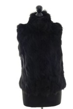 ASH Donna Gilet di Pelliccia 42 Nero Uni Alla Moda Corto una Fila Volpe Pelle