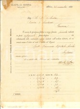 1882 MILANO Carlo ERBA imprenditore - AUTOGRAFO su nota spedizione farmaci