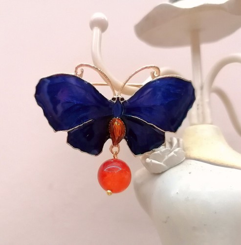 Spilla farfalla blu agata - farfalla,