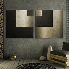 XXL Tela Immagine Moderna Astratta Nera Bianca Marrone Quadro Stampa Decorativa