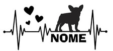 Adesivo sticker in vinile bulldog francese cuore personalizzato nome
