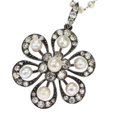 k14wg/pt850/k10wg collana pendente diamante taglio antico perle/perle gioiell...