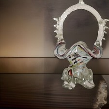 Cesto posy vetro rumeno coriandoli schizzati matrimonio tavolo vintage soffiato a mano