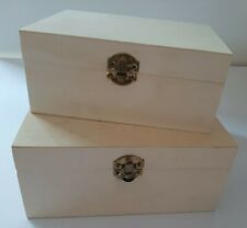 Lotto 2 Scatola contenitore scrigno legno grezzo naturale coperchio 2 misure