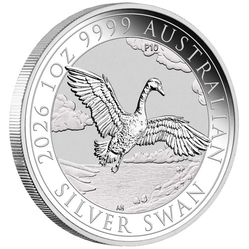 Moneta argento cigno - , 10