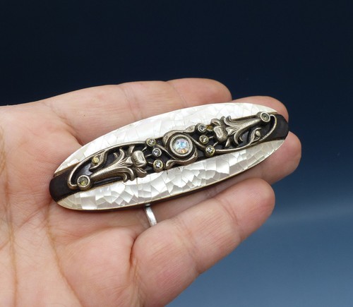 Grande broche vintage bois - grande,