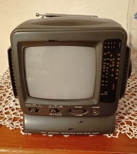 MINI TV RETRO VINTAGE PORTATILE CON ANTENNA RADIO AM FM TUBO CATODICO BATTERIE