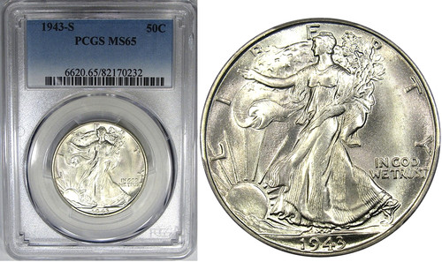 1943 50c pcgs - ms65, walking