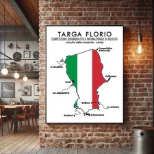 Poster Mappa Pista Targa Florio Palermo Sicilia Racing Wall Art Stampa Regalo