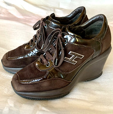 Hogan Interactive Sneakers Donna Brown Size 35,5 Tacco Alto Scarpe Originali