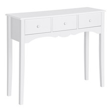 HOMCOM Tavolo Consolle Moderno con 3 Cassetti in MDF 100x32x85 cm Bianco