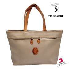 Trussardi Borsa Donna Rigida da Spalla Vintage Collezione Color Tortora Bag zip