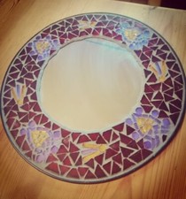 Specchio Artigianale Boho Chic da parete  – Mosaico Vetro Colorato – 30 cm