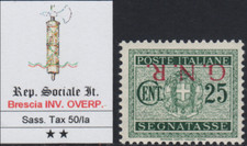 ITALIA - RSI Tassa n.50/Ia cv 720$ Confezione Originale Invertito Certificato FERRARIO MNH** R+